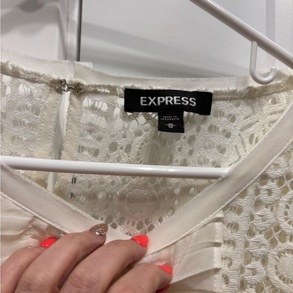 Express Cream Ruffled Ribbed Sweatshirt - Picture 3 of 5